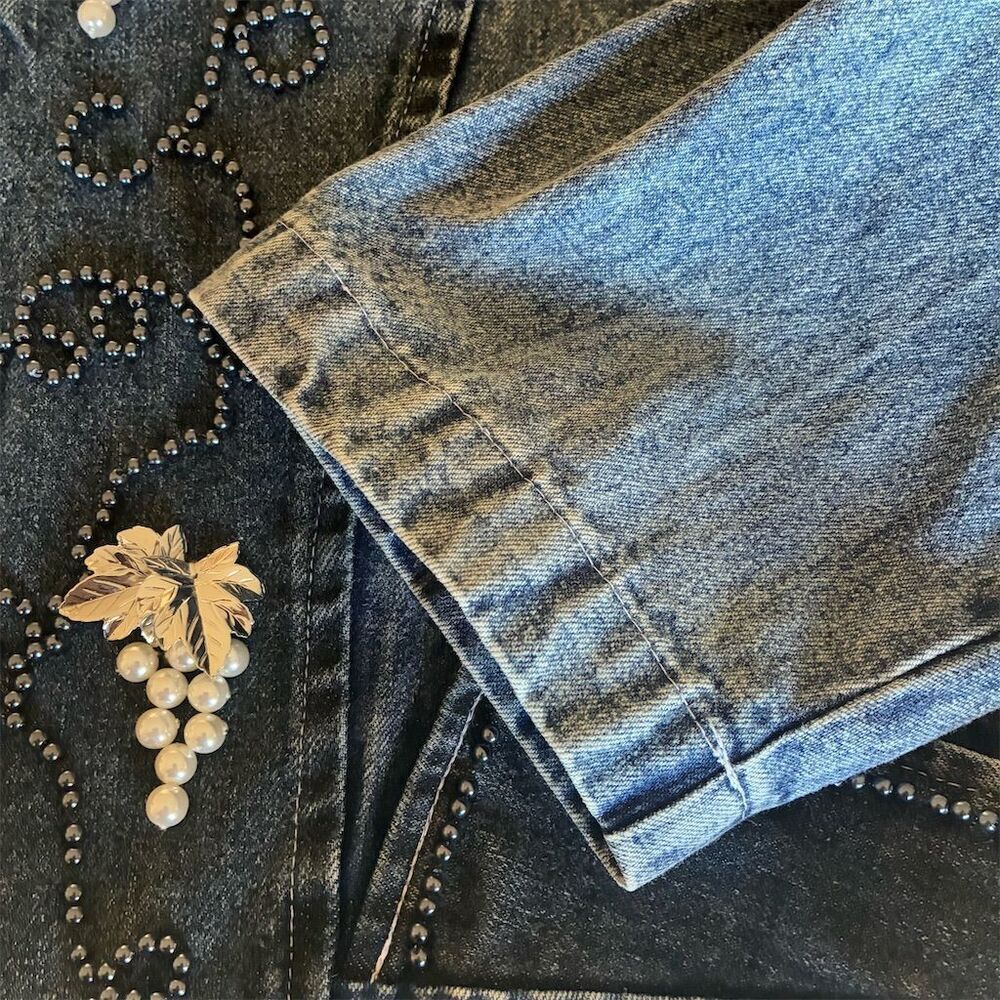 Golden River Vintage Embellished Denim Jacket Women's L Blue Beaded - Picture 9 of 10